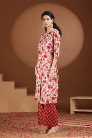 Pink Floral Printed A-Line Cotton Co-ord Set