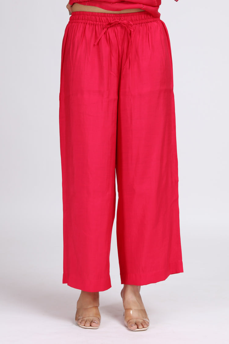 Pink PolySilk Embroidered A Line Kurta Pant and Dupatta Suit Set