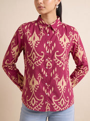 Pink Abstract Print Pure Cotton Short Kurti