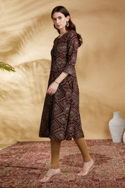 Purple Argyle Printed Straight Kurta