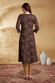 Purple Argyle Printed Straight Kurta
