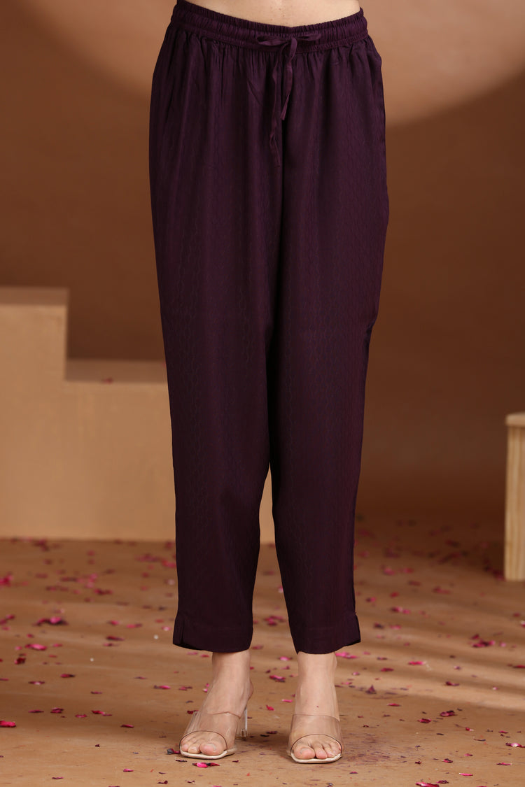 Purple Embroidered Straight Co ord Set