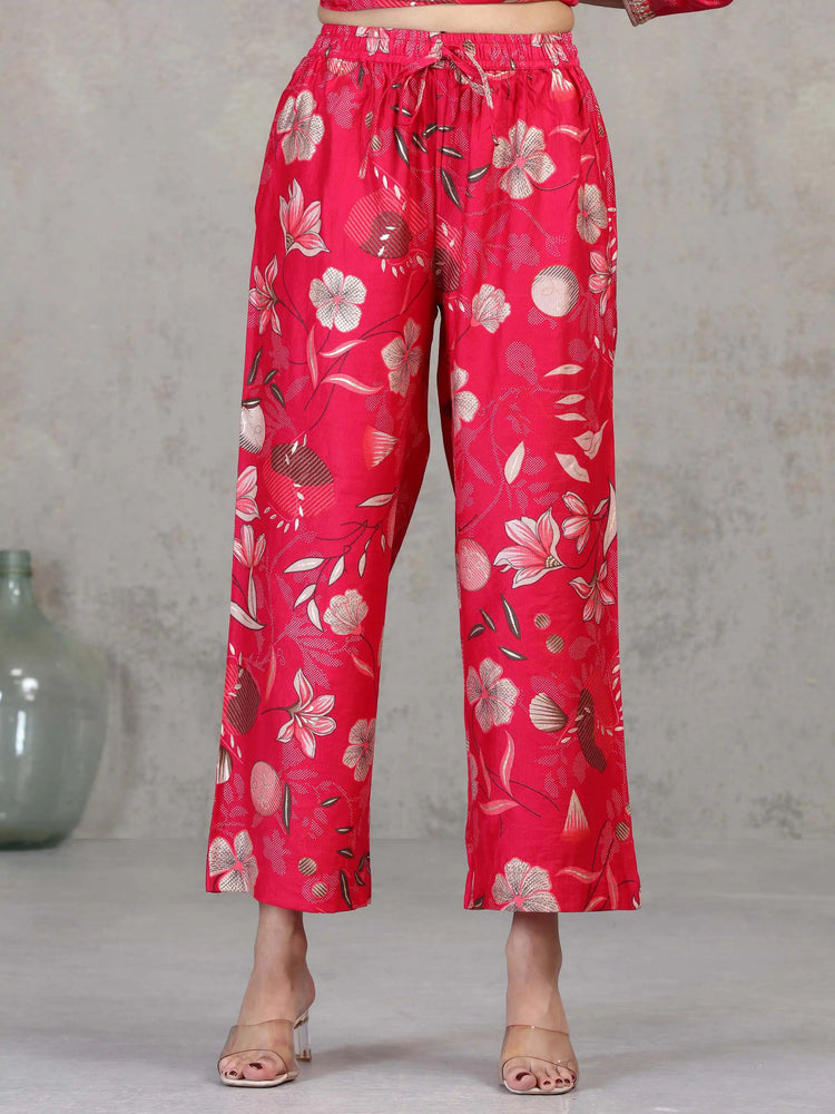 Rani Pink Floral Embroidered Straight Ethnic Set