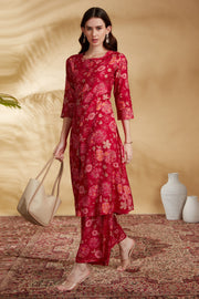 Rani Pink Floral Printed A-Line Co-ord Set