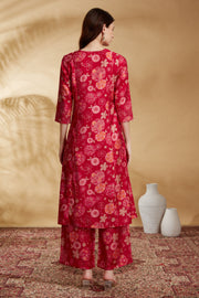 Rani Pink Floral Printed A-Line Co-ord Set