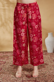 Rani Pink Floral Printed A-Line Co-ord Set