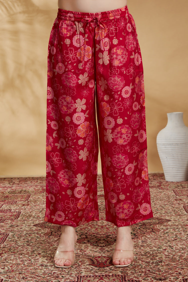 Rani Pink Floral Printed A-Line Co-ord Set