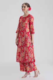 Rani Pink Printed A-Line Co ord Set
