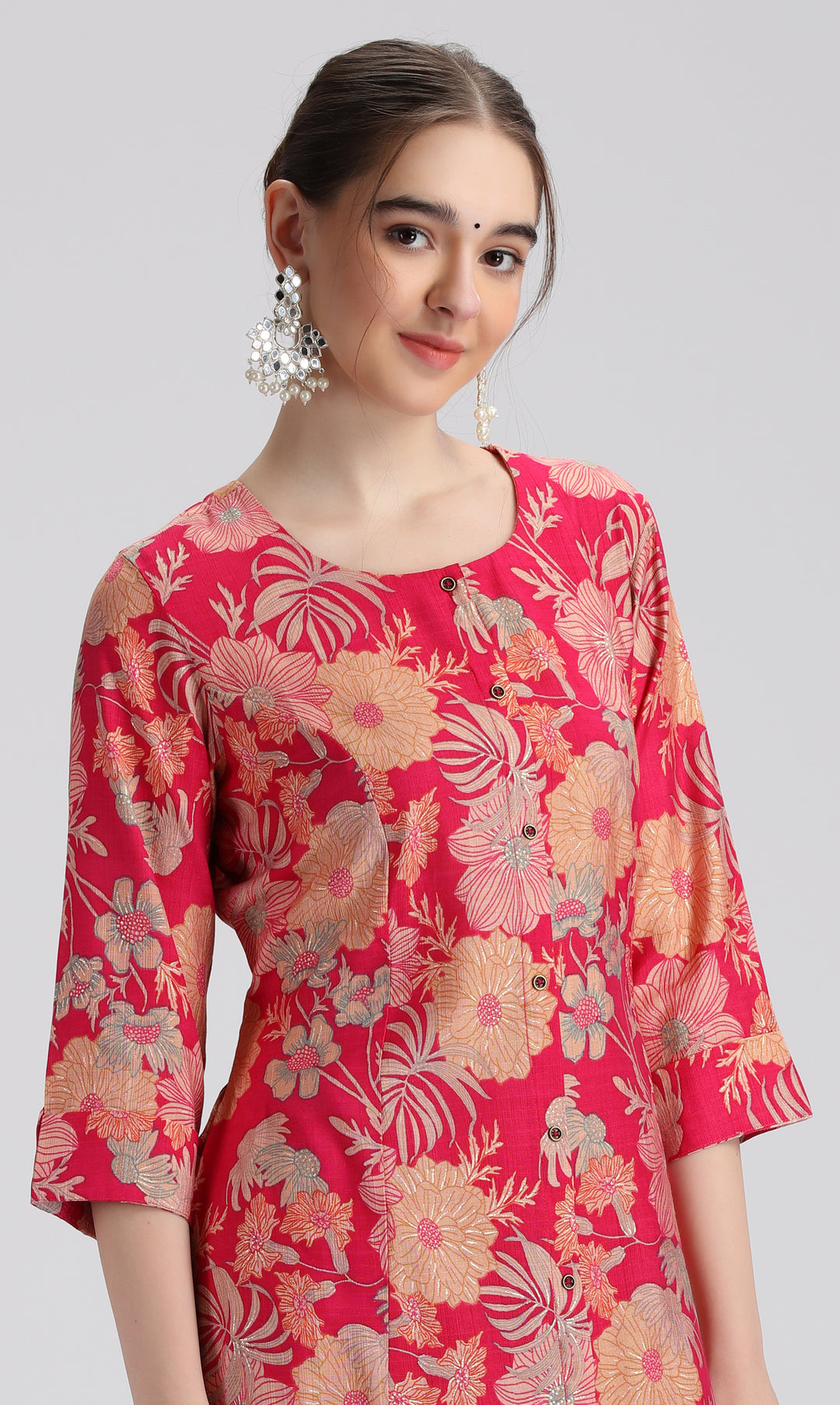 Rani Pink Printed A-Line Co ord Set