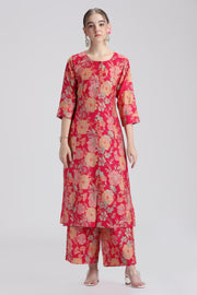Rani Pink Printed A-Line Co ord Set