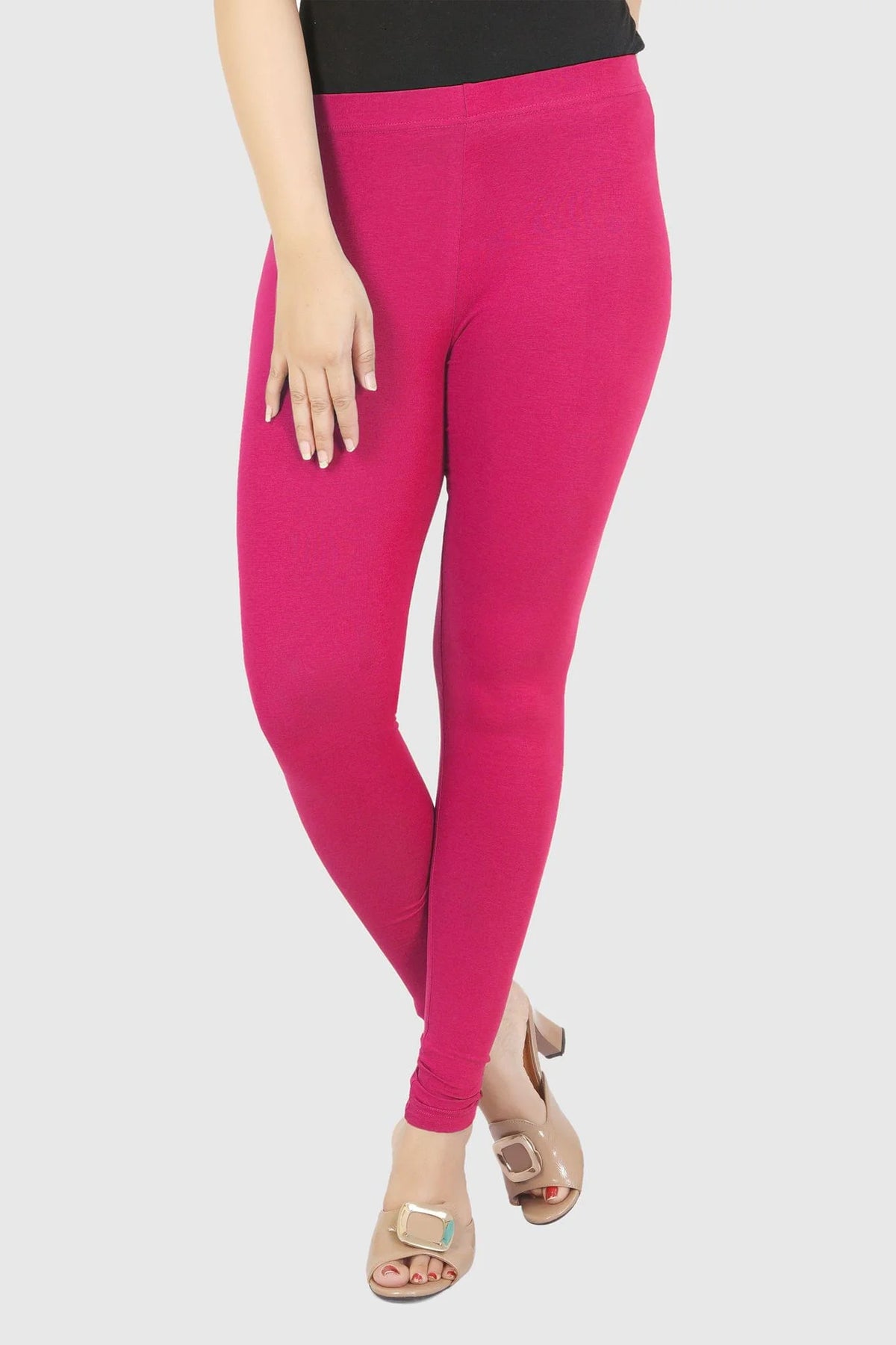 Rani Pink Cotton Lycra Ankle Length Legging