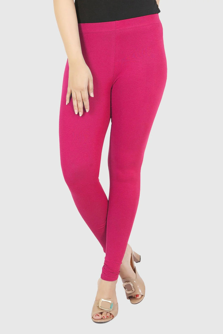 Rani Pink Cotton Lycra Ankle Length Legging