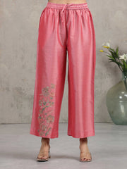 Rose Pink Floral Embroidered Straight Co-ord Set