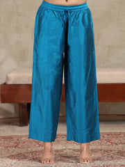 Royal Blue Embroidered Straight Co-ord Set