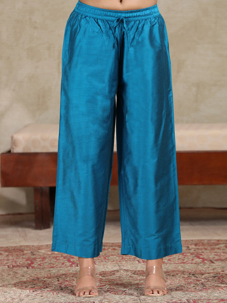 Royal Blue Embroidered Straight Co-ord Set
