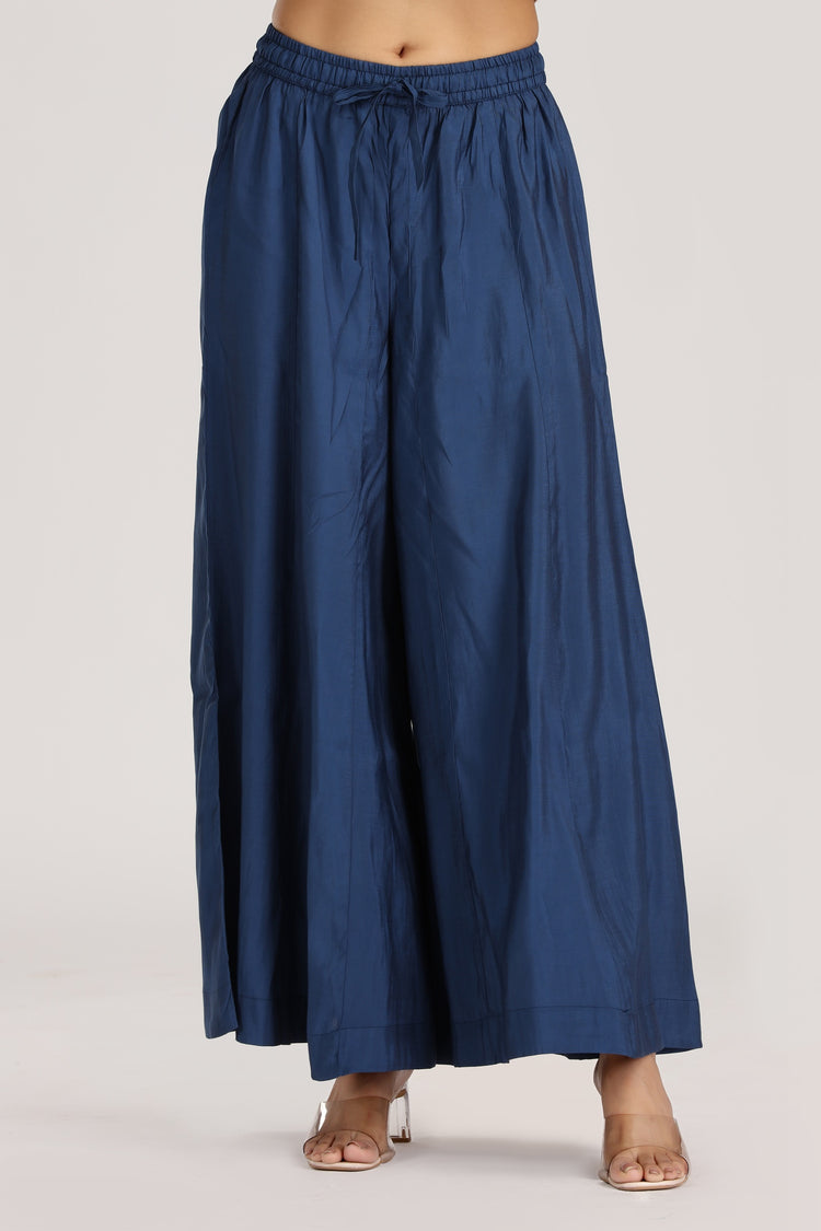 Royal Blue Roman Silk Solid Palazzo