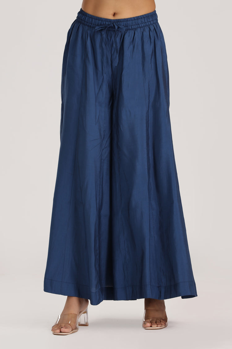 Royal Blue Roman Silk Solid Palazzo