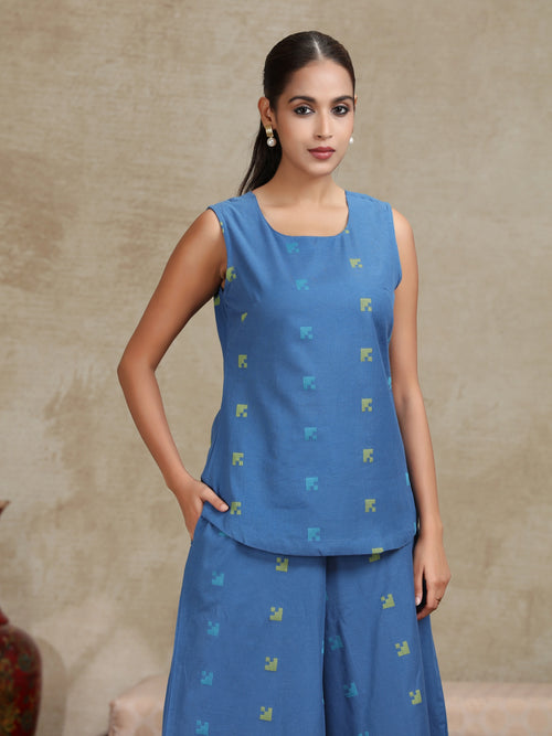 Royal Blue Solid Cotton Straight Co-ord Set