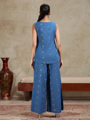 Royal Blue Solid Cotton Straight Co-ord Set