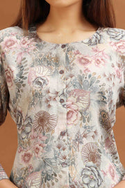 Gray Jaipuri Cotton Straight Printed Kurta