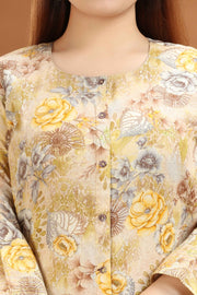 Yellow Jaipuri Cotton Straight Printed Kurta