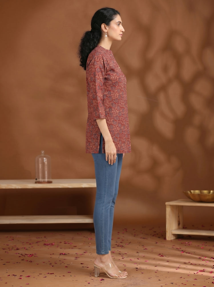 Maroon Printed Cotton Tunic