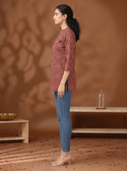Maroon Printed Cotton Tunic