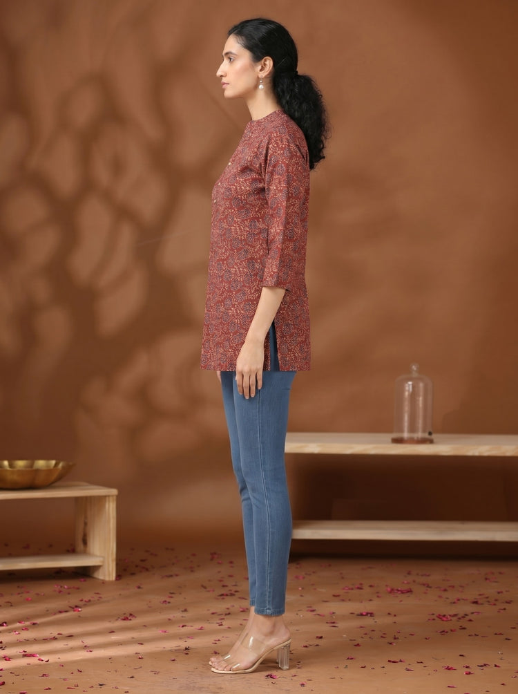 Maroon Printed Cotton Tunic