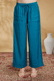 Sky Blue Chanderi Embroidered Straight Kurta Pant and Dupatta Suit Set