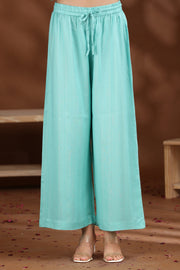 Sky Blue Embroidered Straight Cotton Co-ord Set