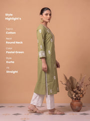 Pastel Green Chikankari Women's Long Kurta