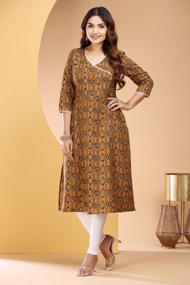 Bronze jaipuri Cotton Straight Printed Kurta