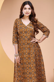 Bronze jaipuri Cotton Straight Printed Kurta