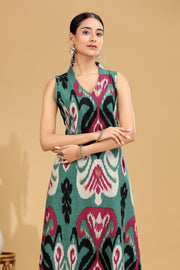 Teal Ikat Design A-Line Co-ord Set