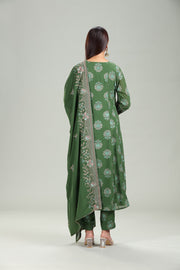 Green Georgette Yarndyed Anarkali Kurta Pant Suit Set