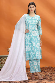 White Cotton Embroidered Dupatta for women and girls