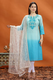 White Net Embroidered Dupatta for women and girls