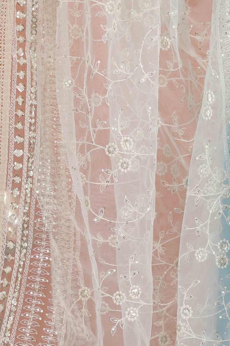 White Net Embroidered Dupatta for women and girls
