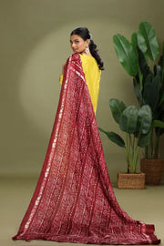 Wine Chiffon Floral Printed Dupatta