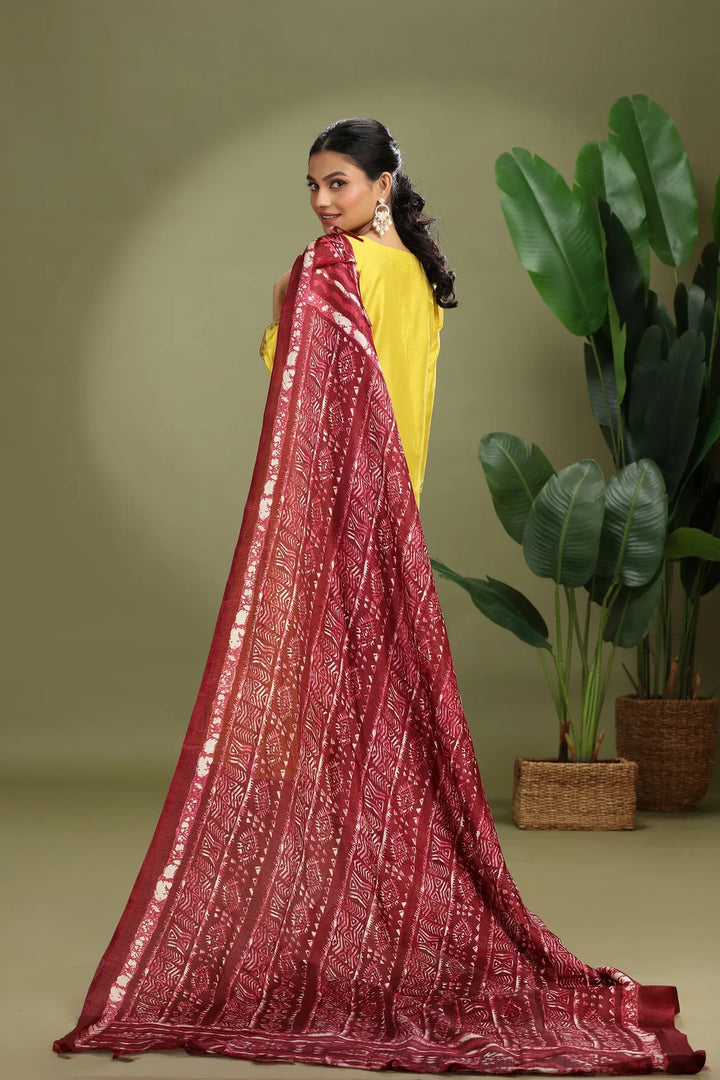 Wine Chiffon Floral Printed Dupatta