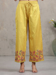 Yellow Floral Embroidered A-Line Co-ord Set