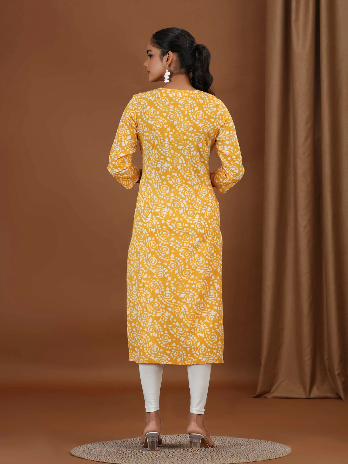 Yellow Embroidered Straight Kurta