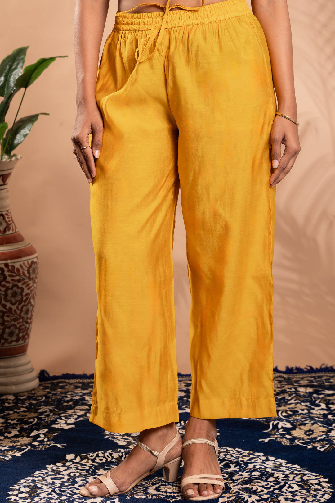 Yellow Sequin Embellished Straight Co-ord Set