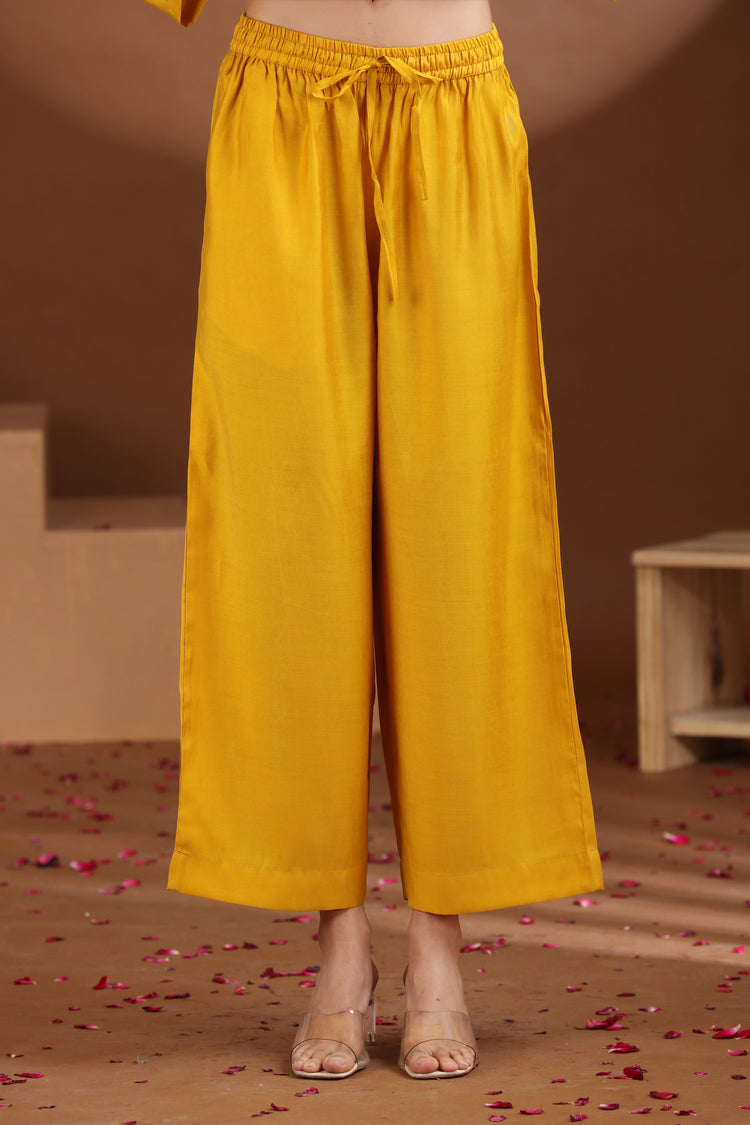 Yellow Sequin Embellished Straight Co-ord Set