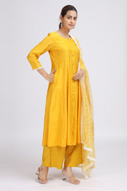Yellow Solid A-Line Ethnic Set