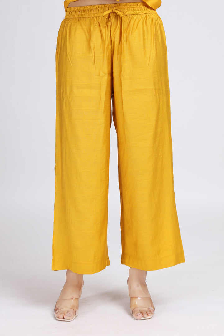 Yellow Solid A-Line Ethnic Set
