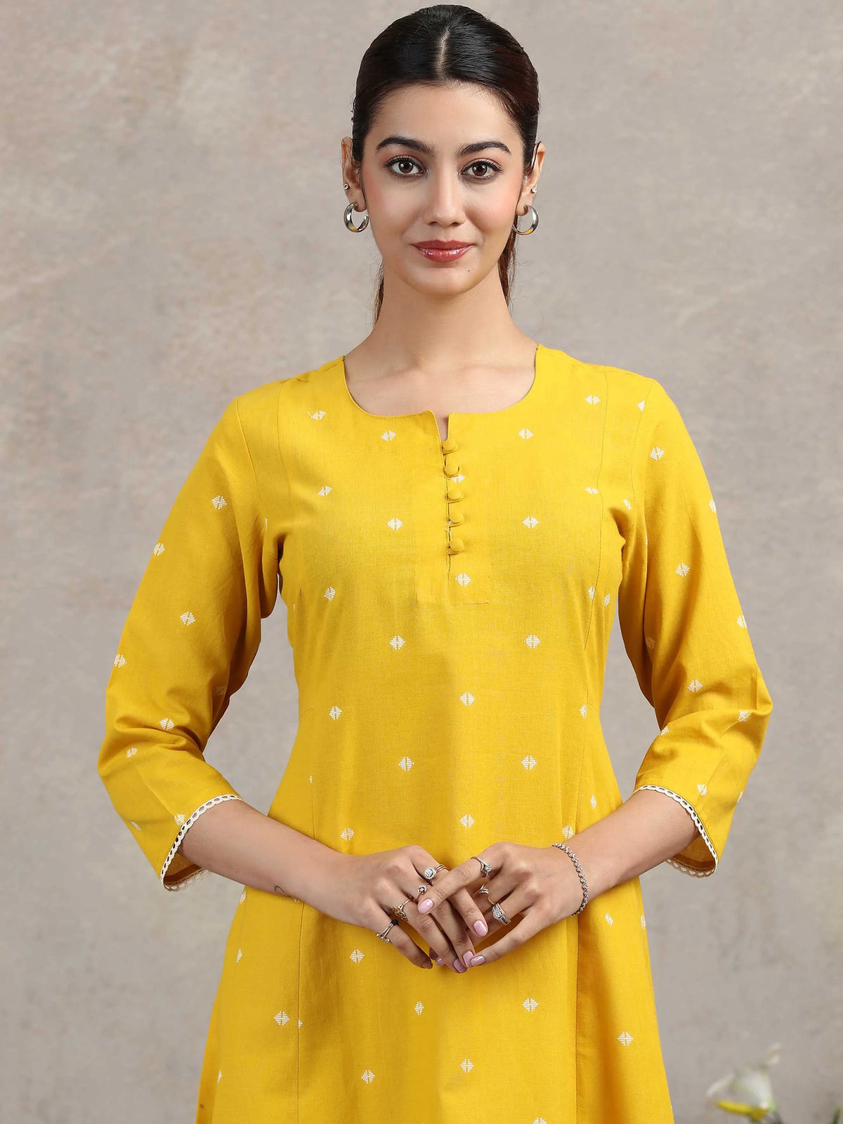 Yellow Yarn-dyed A-Line Kurta