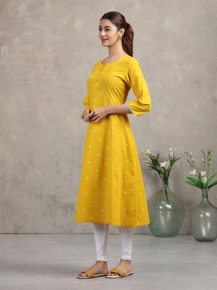 Yellow Yarn-dyed A-Line Kurta