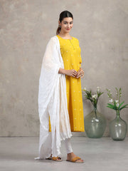 Yellow Yarn-dyed A-Line Kurta
