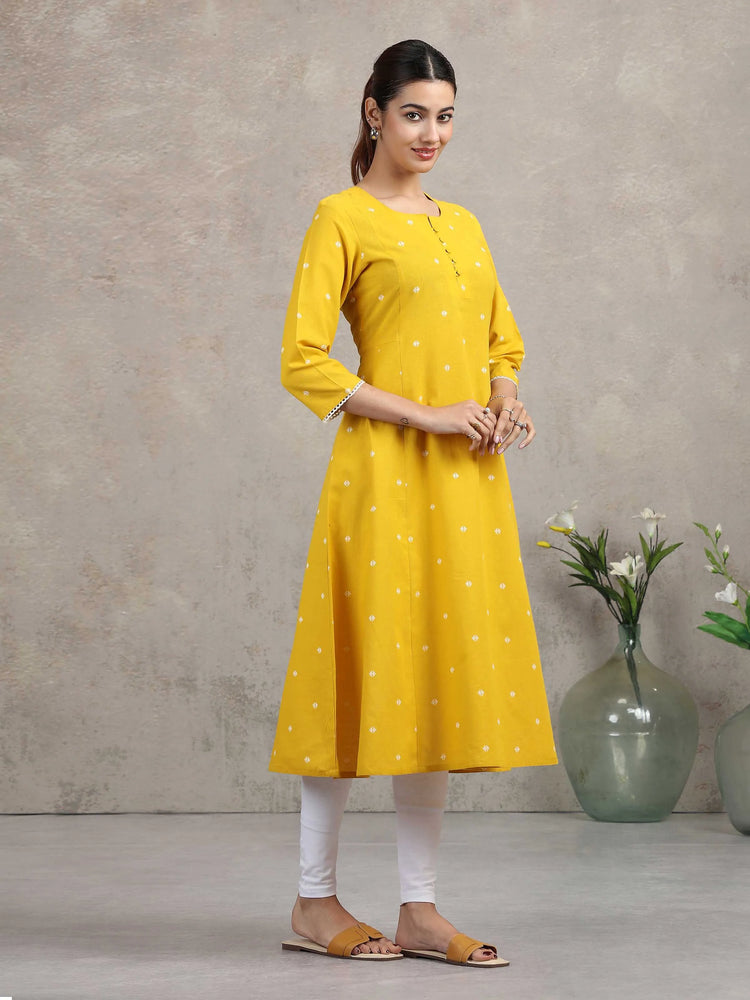 Yellow Yarn-dyed A-Line Kurta